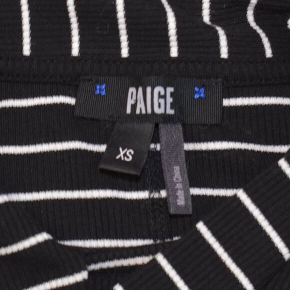 Paige Sparrow Striped Sleeveless Tie Neck Bodysuit Size XS Black White - Picture 5 of 16